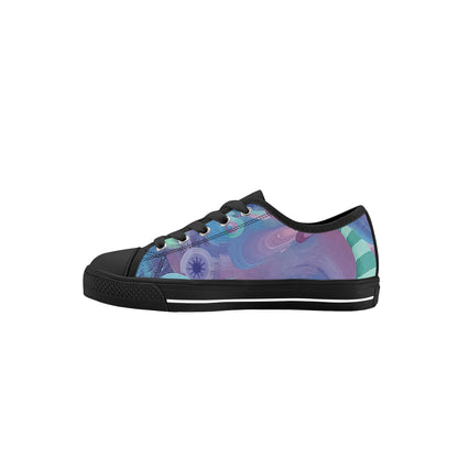 Purple Pupil Eater Kids Low Top Canvas Shoes