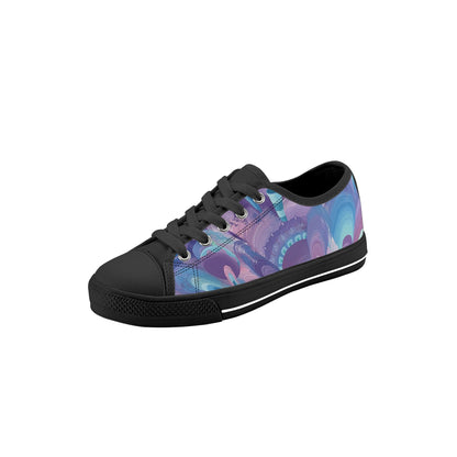 Purple Pupil Eater Kids Low Top Canvas Shoes