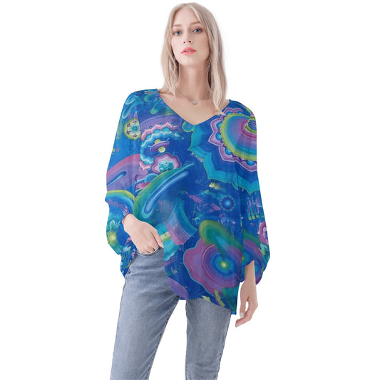 Infinite Everything Puffy Long-sleeve Chiffon Blouse