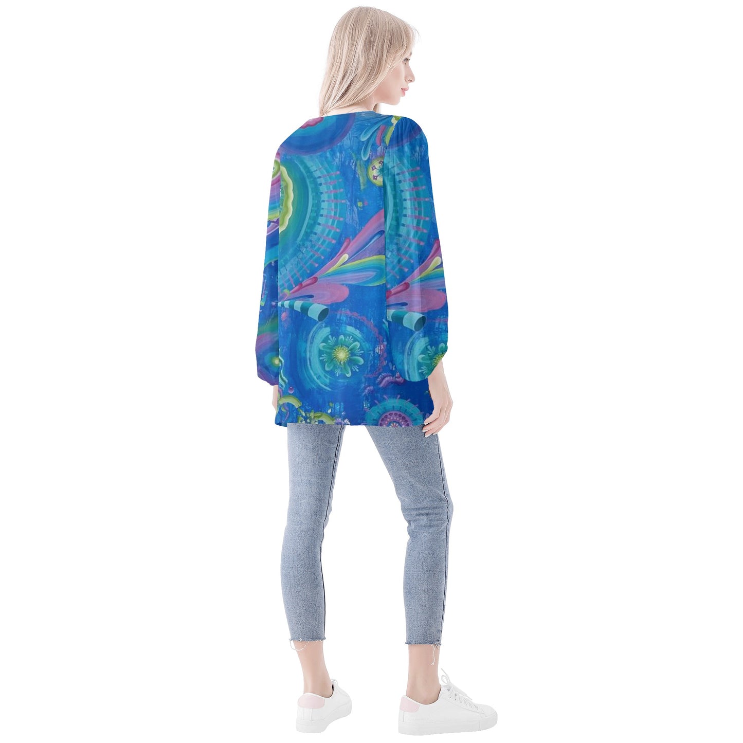Infinite Everything Puffy Long-sleeve Chiffon Blouse