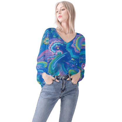 Infinite Everything Puffy Long-sleeve Chiffon Blouse