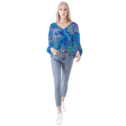 Infinite Everything Puffy Long-sleeve Chiffon Blouse