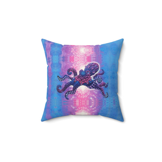 Technicolor Octopus Faux Suede Pillow