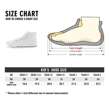 Be Like Water Kids High Top Canvas Shoes