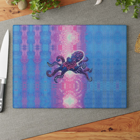 Technicolor Octopus Glass Cutting Board