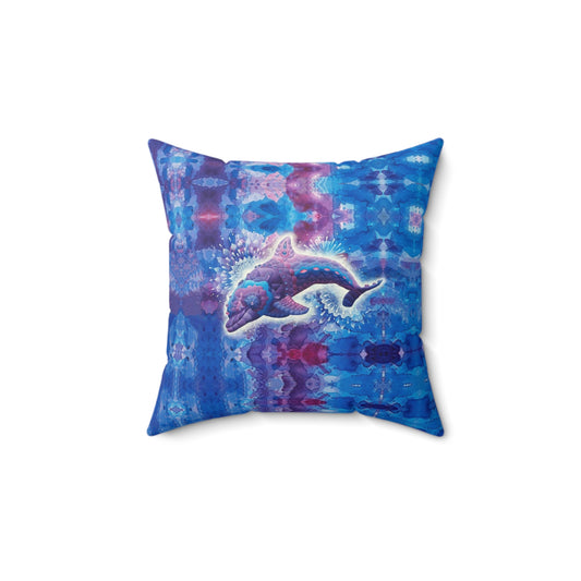 Jeweled Dolphin Faux Suede Pillow