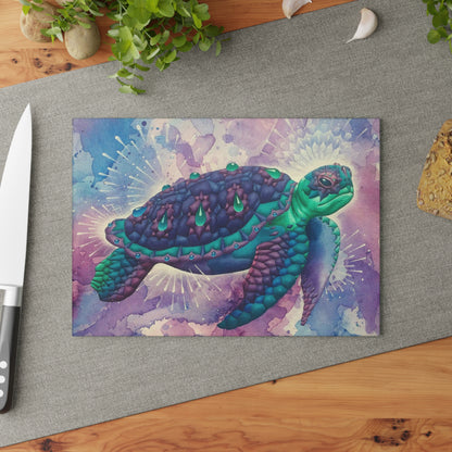 Space Turtle Glass Cutting Board