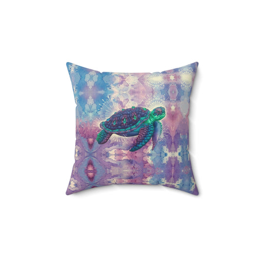 Space Turtle Faux Suede Pillow